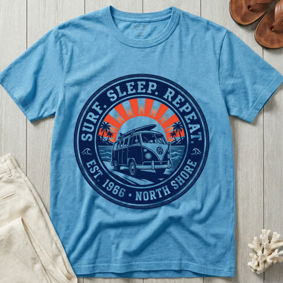 Surf. Sleep. Repeat. · Est. 1966 · North Shore T-Shirt