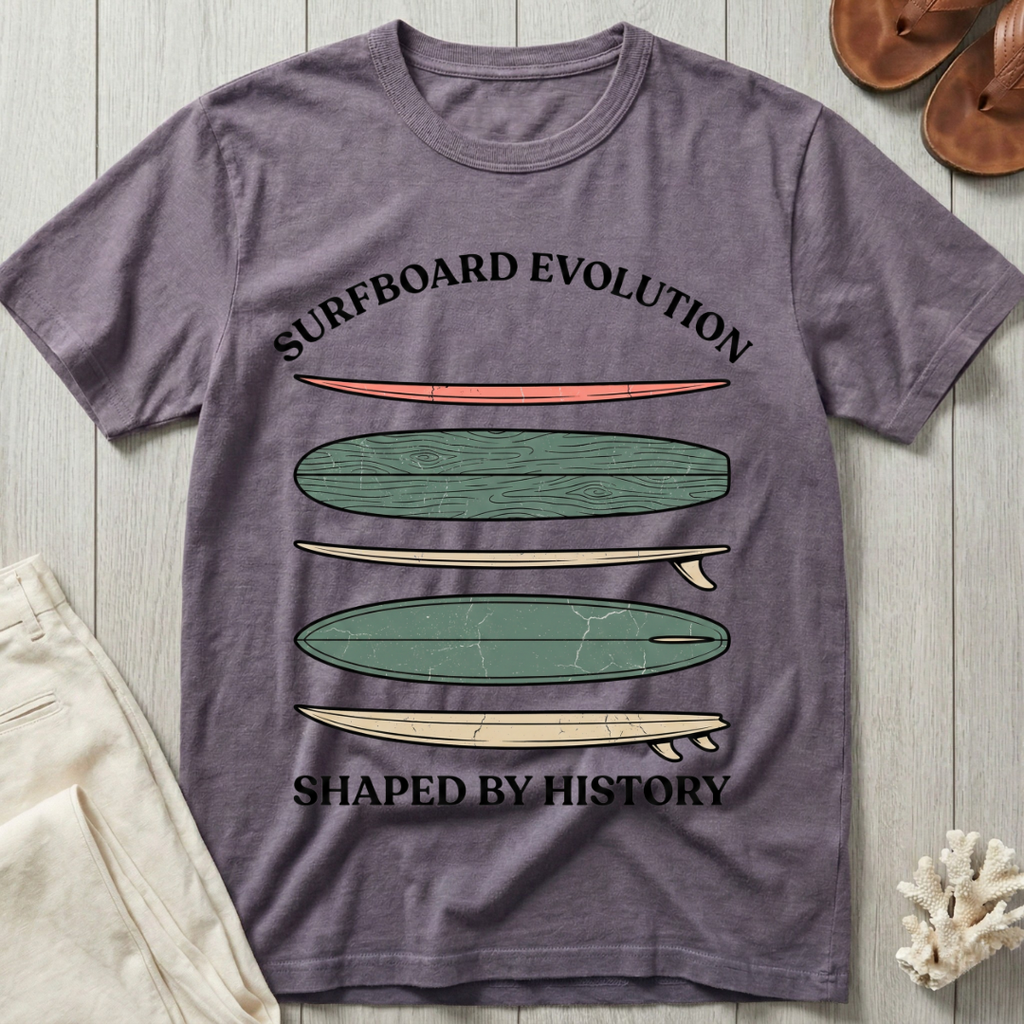 Surfboard Evolution · Shaped By History T-Shirt