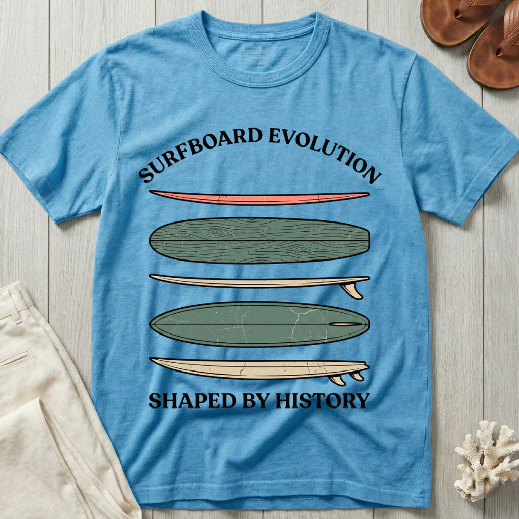 Surfboard Evolution · Shaped By History T-Shirt