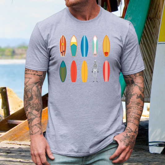 Surfboards And Skeleton T-Shirt