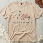 Surfing & Sunsets - Line Art T-Shirt