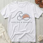 Surfing & Sunsets - Line Art T-Shirt