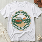 Surfing & Sunsets · Coastal Explorer - Badge T-Shirt