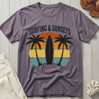 Surfing and Sunsets - Distressed Retro T-Shirt