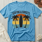 Surfing and Sunsets - Distressed Retro T-Shirt