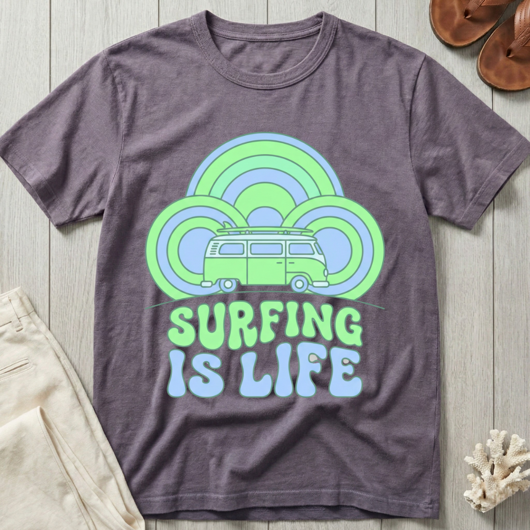 Surfing is Life - Groovy Retro T-Shirt