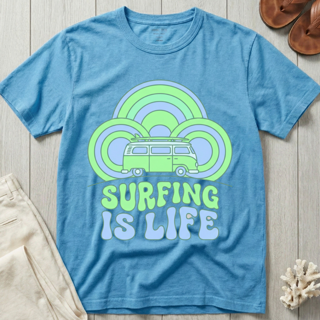 Surfing is Life - Groovy Retro T-Shirt