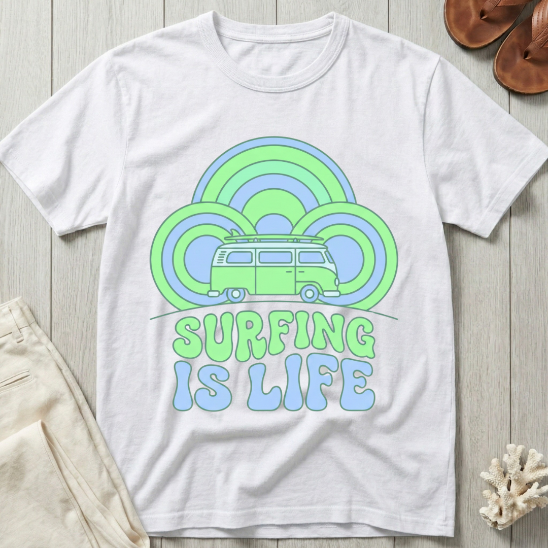 Surfing is Life - Groovy Retro T-Shirt