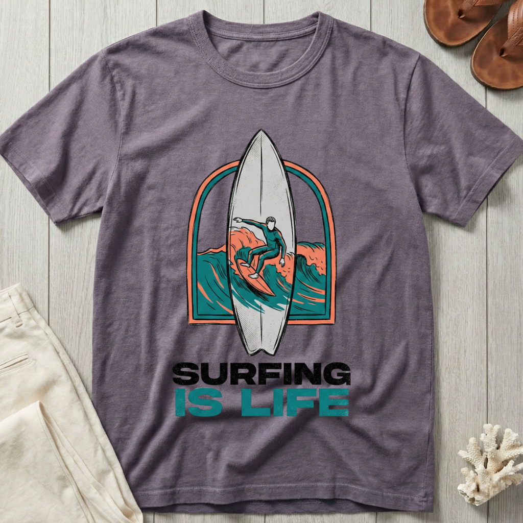 Surfing is Life - Surfboard Portrait T-Shirt