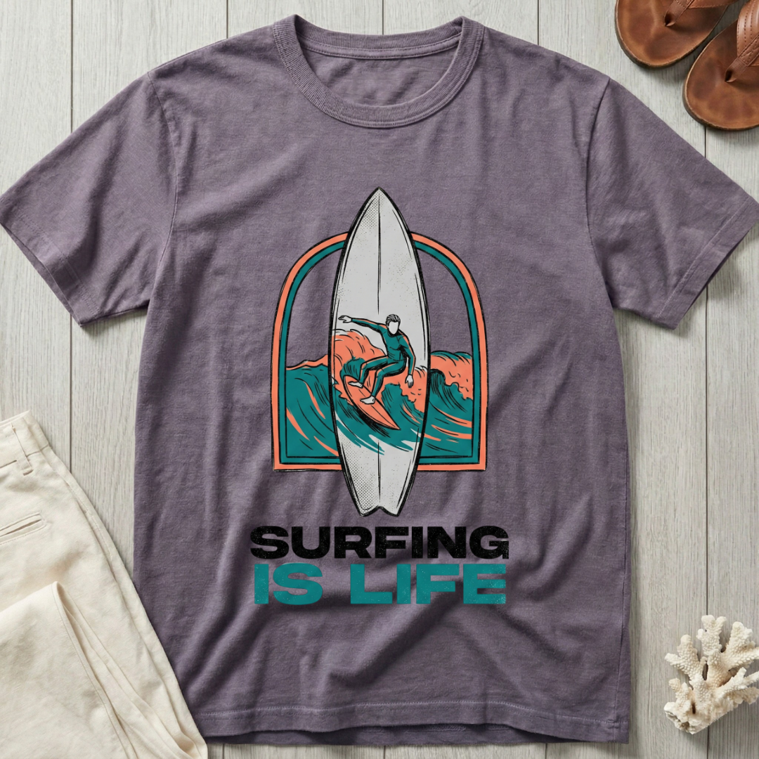 Surfing is Life - Surfboard Portrait T-Shirt