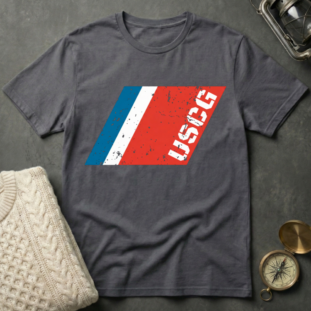 USCG - Distressed Racing Stripe T-Shirt