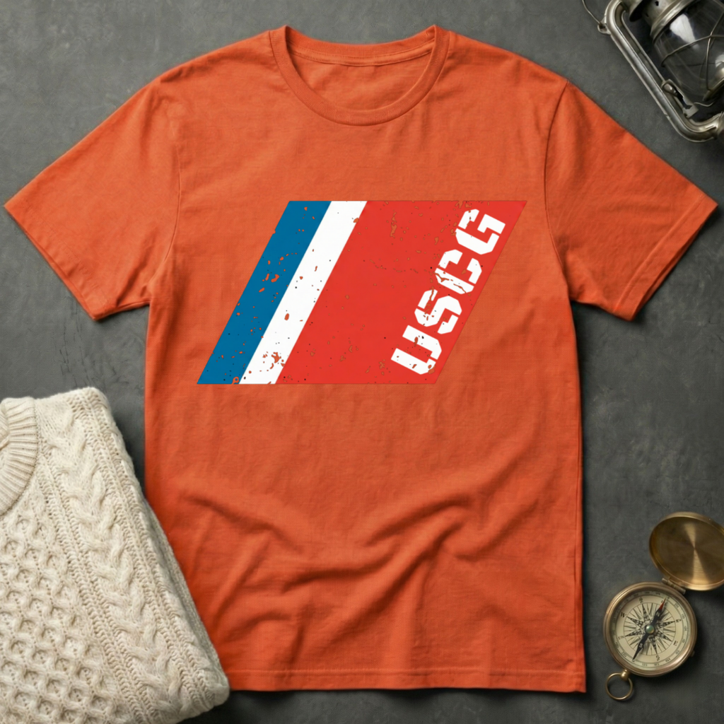 USCG - Distressed Racing Stripe T-Shirt