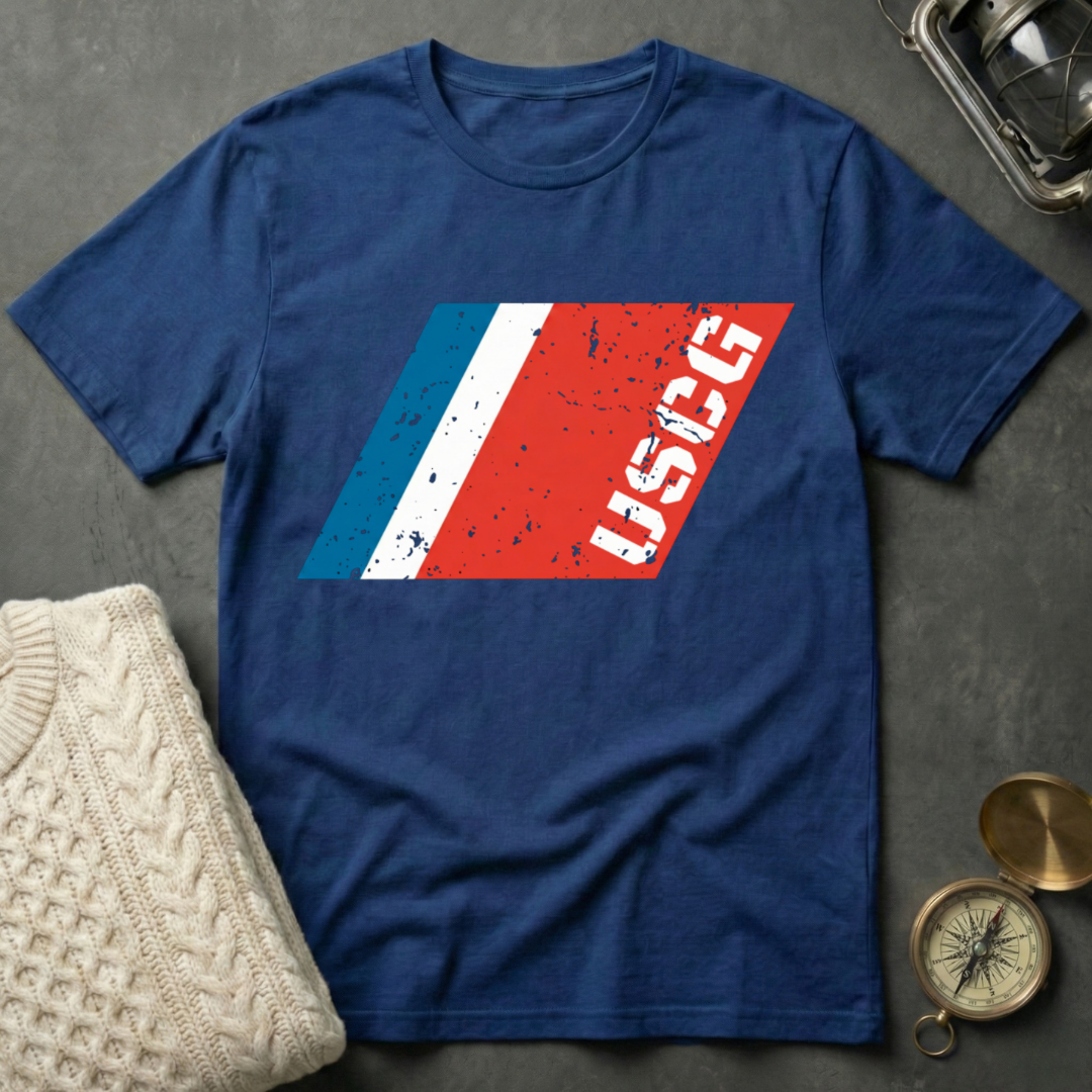USCG - Distressed Racing Stripe T-Shirt