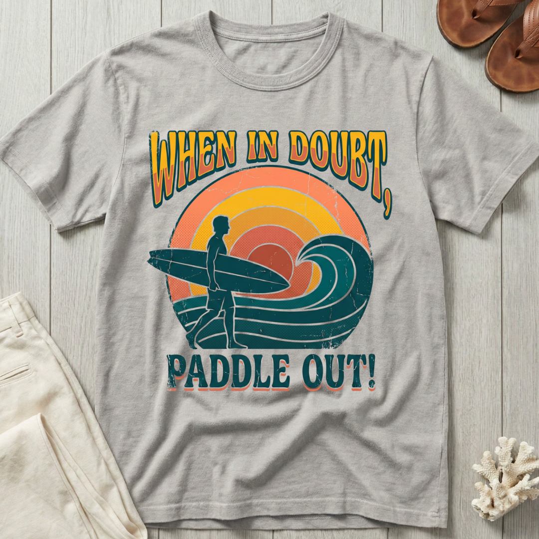 When In Doubt, Paddle Out - Groovy Retro T-Shirt