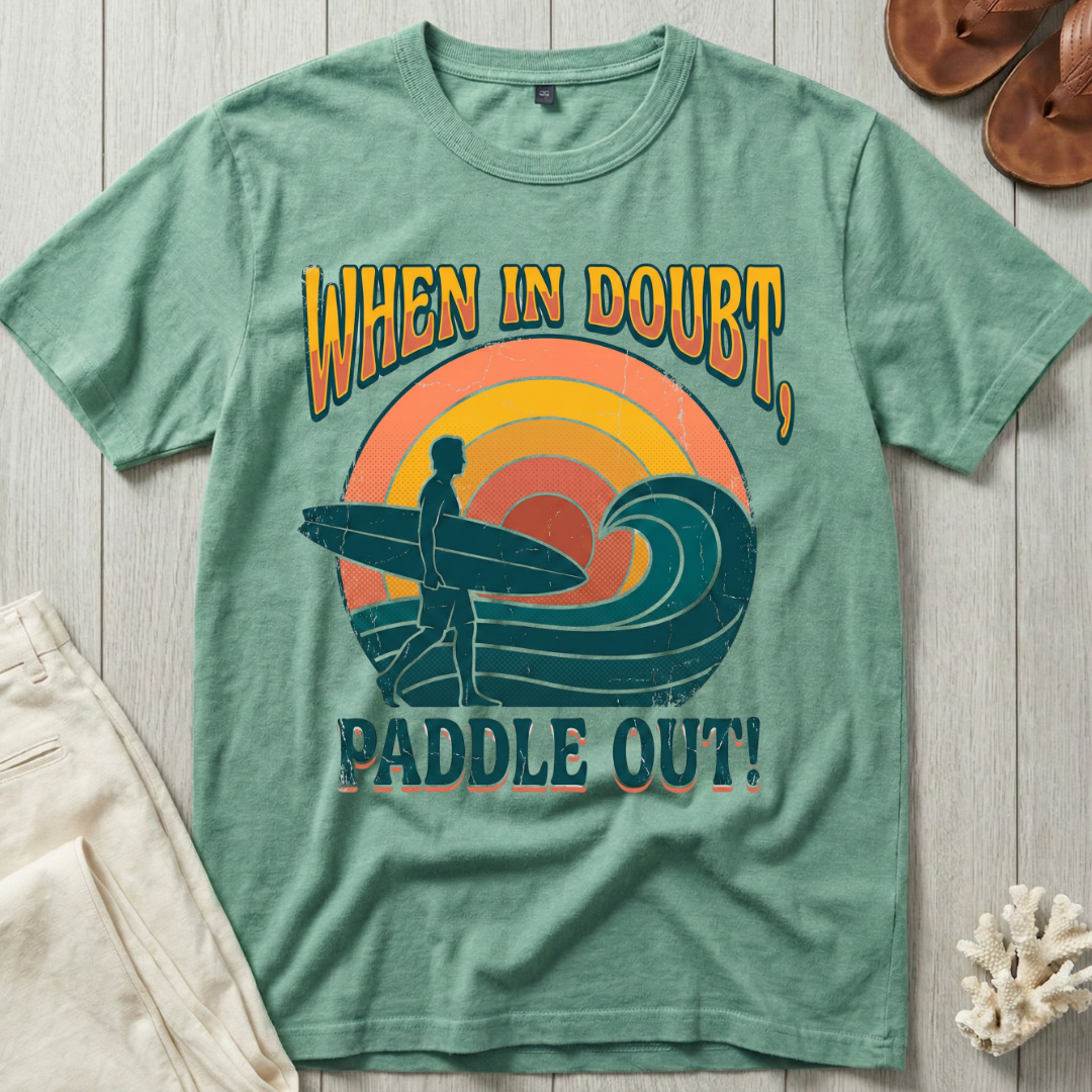 When In Doubt, Paddle Out - Groovy Retro T-Shirt