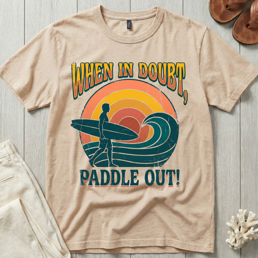When In Doubt, Paddle Out - Groovy Retro T-Shirt