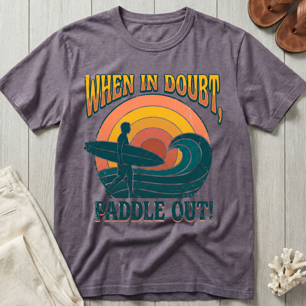 When In Doubt, Paddle Out - Groovy Retro T-Shirt