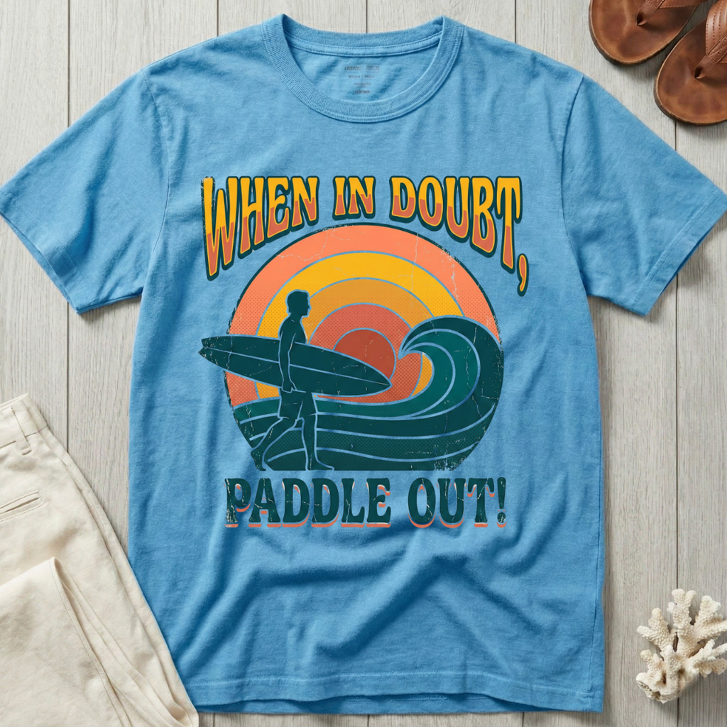 When In Doubt, Paddle Out - Groovy Retro T-Shirt
